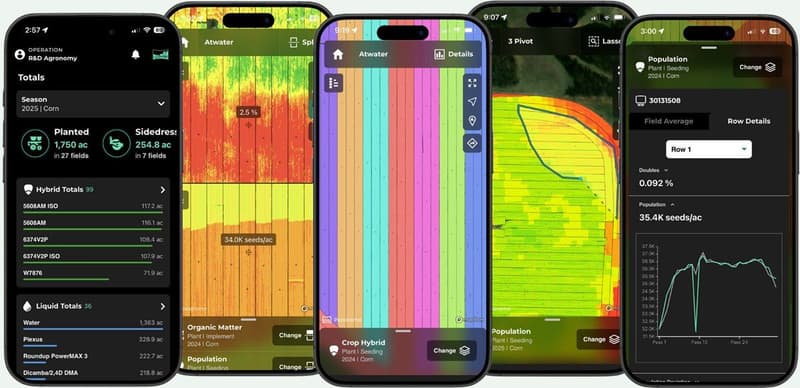 Precision Planting Panorama field maps on phone screens