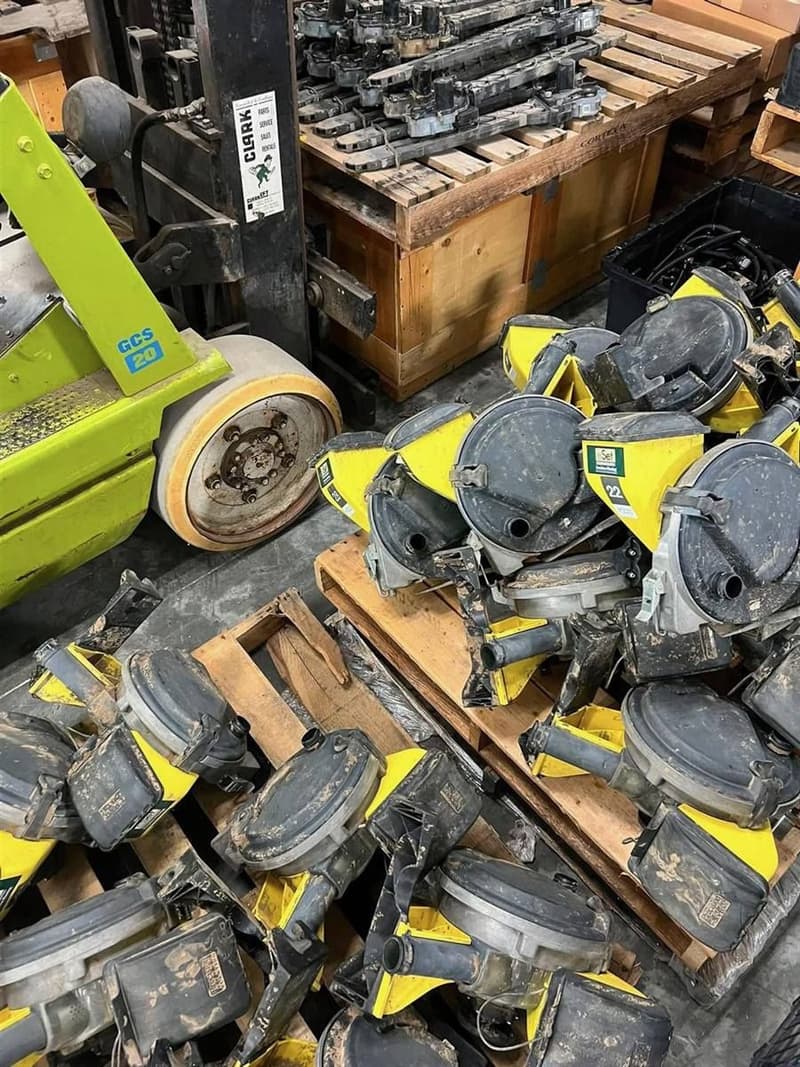 A season's worth of meters, pulled and staged for service.
